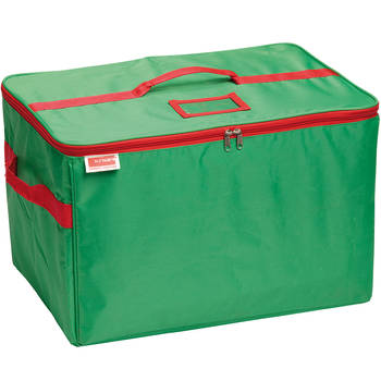 Sunware - kersttas met trays voor 72 ballen groen rood - 51 x 34 x 32 cm