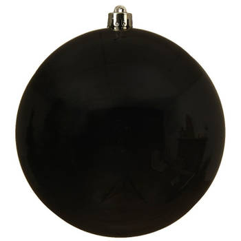 1x Grote zwarte kerstballen van 14 cm glans van kunststof - Kerstbal