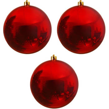 3x Grote raam/deur/kerstboom decoratie rode kerstballen 20 cm glans - Kerstbal