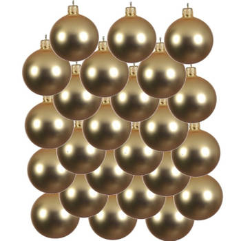 24x Glazen kerstballen mat goud 6 cm kerstboom versiering/decoratie - Kerstbal