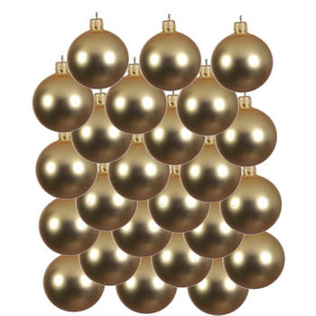 24x Glazen kerstballen mat goud 8 cm kerstboom versiering/decoratie - Kerstbal