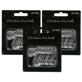 Kerstbalhaakjes - 120x stuks - zilver - 3,5 cm - kerstboomhaakjes - Kerstbalhaakjes