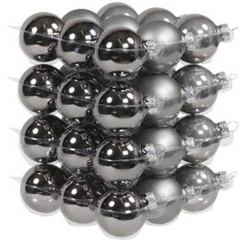 72x Titanium grijze glazen kerstballen 4 cm mat/glans - Kerstbal