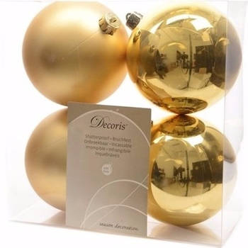 Ambiance Christmas kerstboom decoratie kerstballen 10 cm goud 4 stuks - Kerstbal