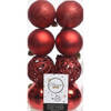 Decoris Kerstballen - 16x st - rood - D6 cm - kunststof - Kerstbal