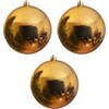 3x Grote raam/deur/kerstboom decoratie gouden kerstballen 14 cm glans - Kerstbal