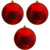 3x Grote raam/deur/kerstboom decoratie rode kerstballen 20 cm glans - Kerstbal