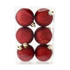 6x Kunststof kerstballen glitter donkerrood 6 cm versiering - Kerstbal