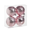 4x Kunststof kerstballen cirkel motief roze 8 cm kerstboom versiering/decoratie - Kerstbal