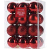 24x Glans/mat/glitter kerstballen rood 3 cm kunststof kerstboom versiering/decoratie - Kerstbal