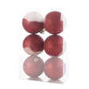 Cosy & Trendy Kerstballen - 6x st - donkerrood - glitters - 8 cm - Kerstbal