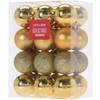24x Glans/mat/glitter kerstballen goud 3 cm kunststof kerstboom versiering/decoratie - Kerstbal