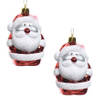 2x Kersthangers figuurtjes kerstman 8 cm - Kersthangers