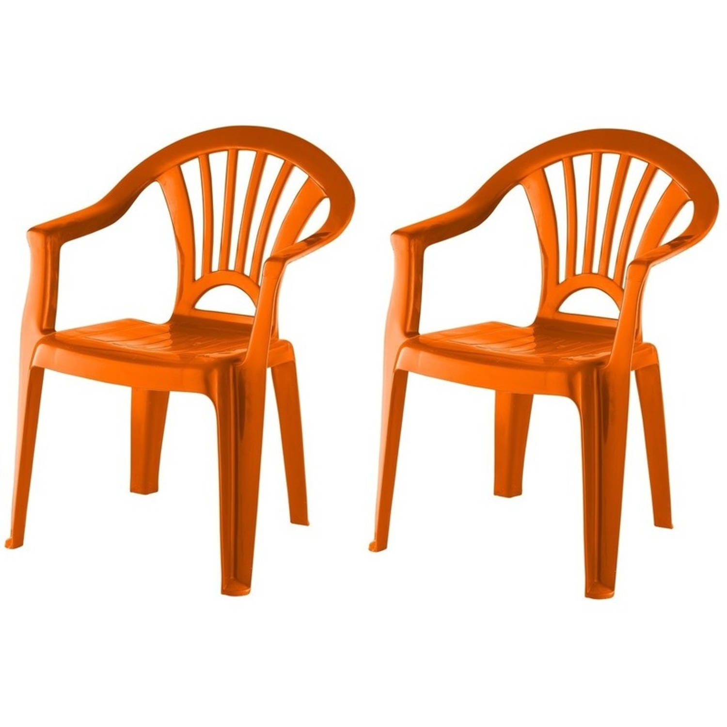 2x Oranje Stoeltjes Voor Kinderen 51 Cm Tuinmeubelen Kunststof Binnen-buitenstoelen Voor Kinderen