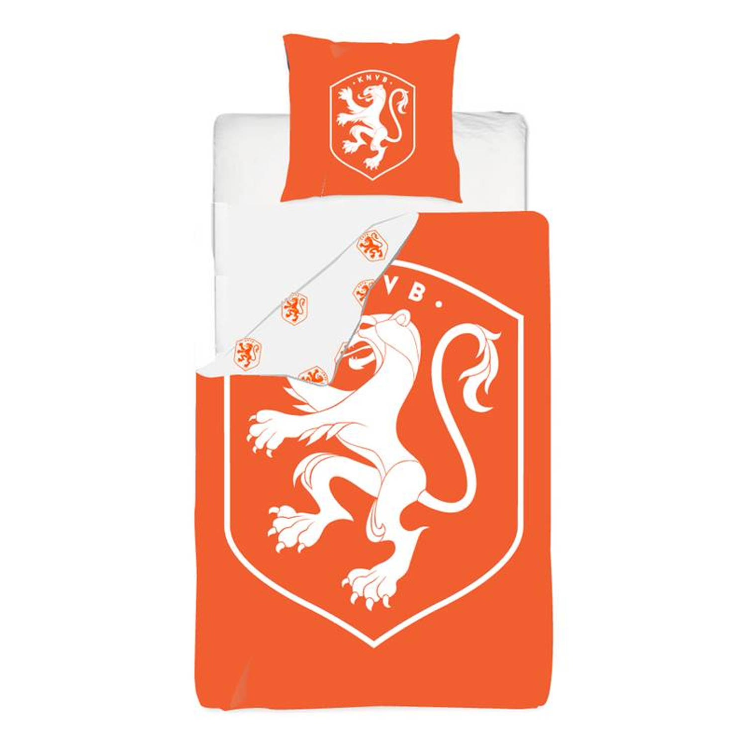KNVB Lion dekbedovertrek - Microvezel - 1-persoons (140x200 cm + 1 sloop) - Oranje