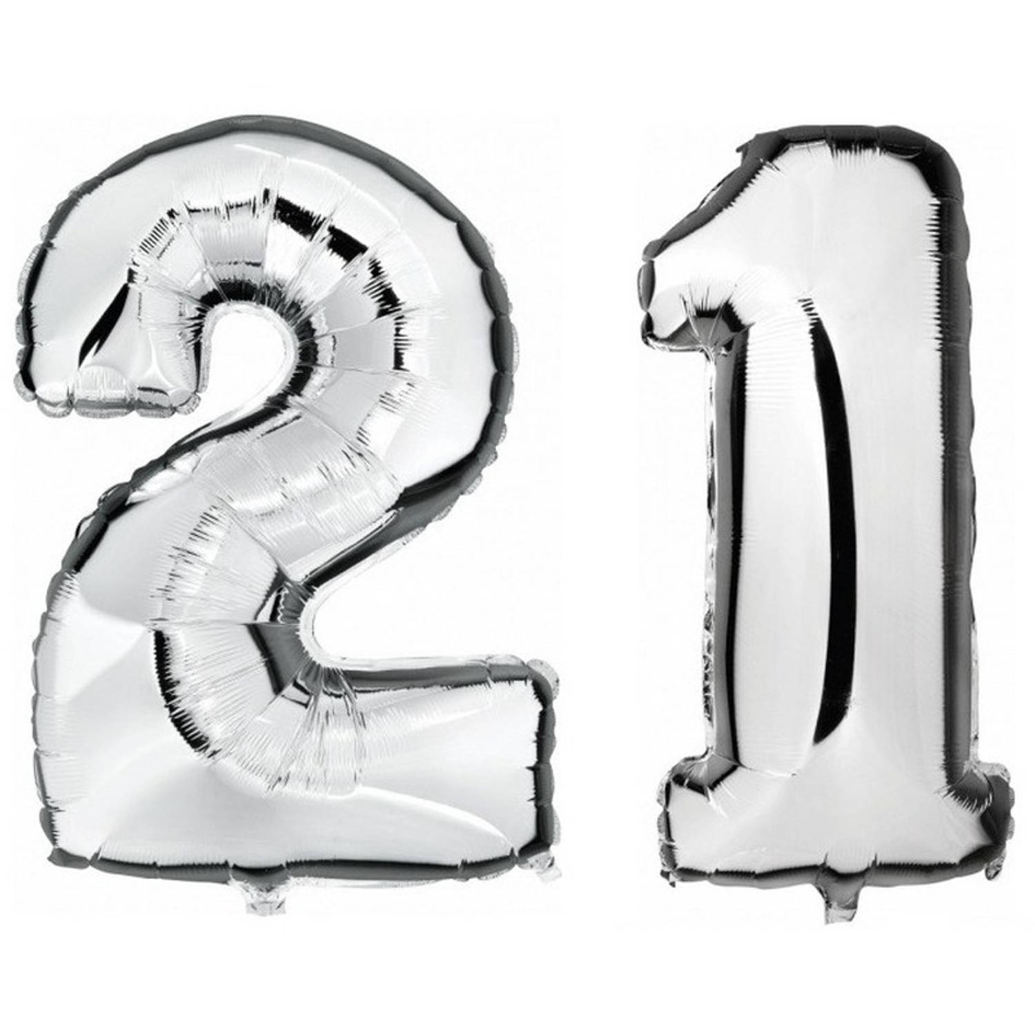 21 jaar leeftijd helium/folie ballonnen zilver feestversiering - Ballonnen