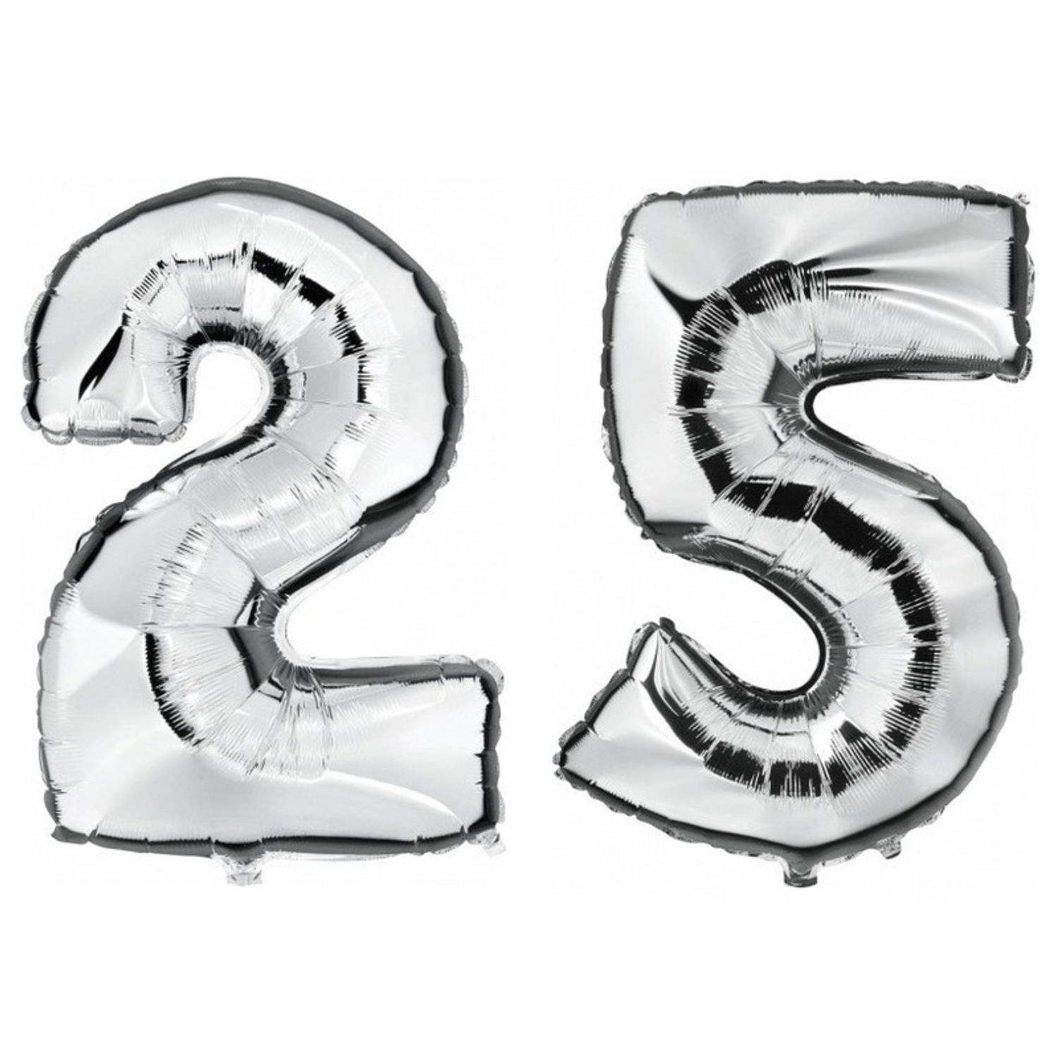25 jaar leeftijd helium/folie ballonnen zilver feestversiering - Ballonnen