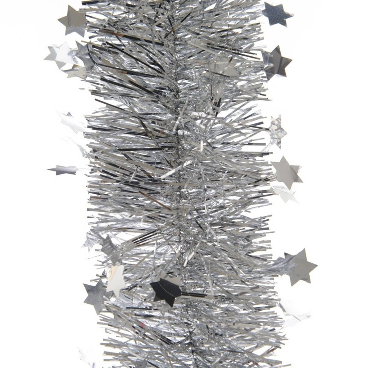 4x Kerst lametta guirlande zilveren sterren/glinsterend 10 x 270 cm kerstboom versiering/decoratie - Kerstslingers