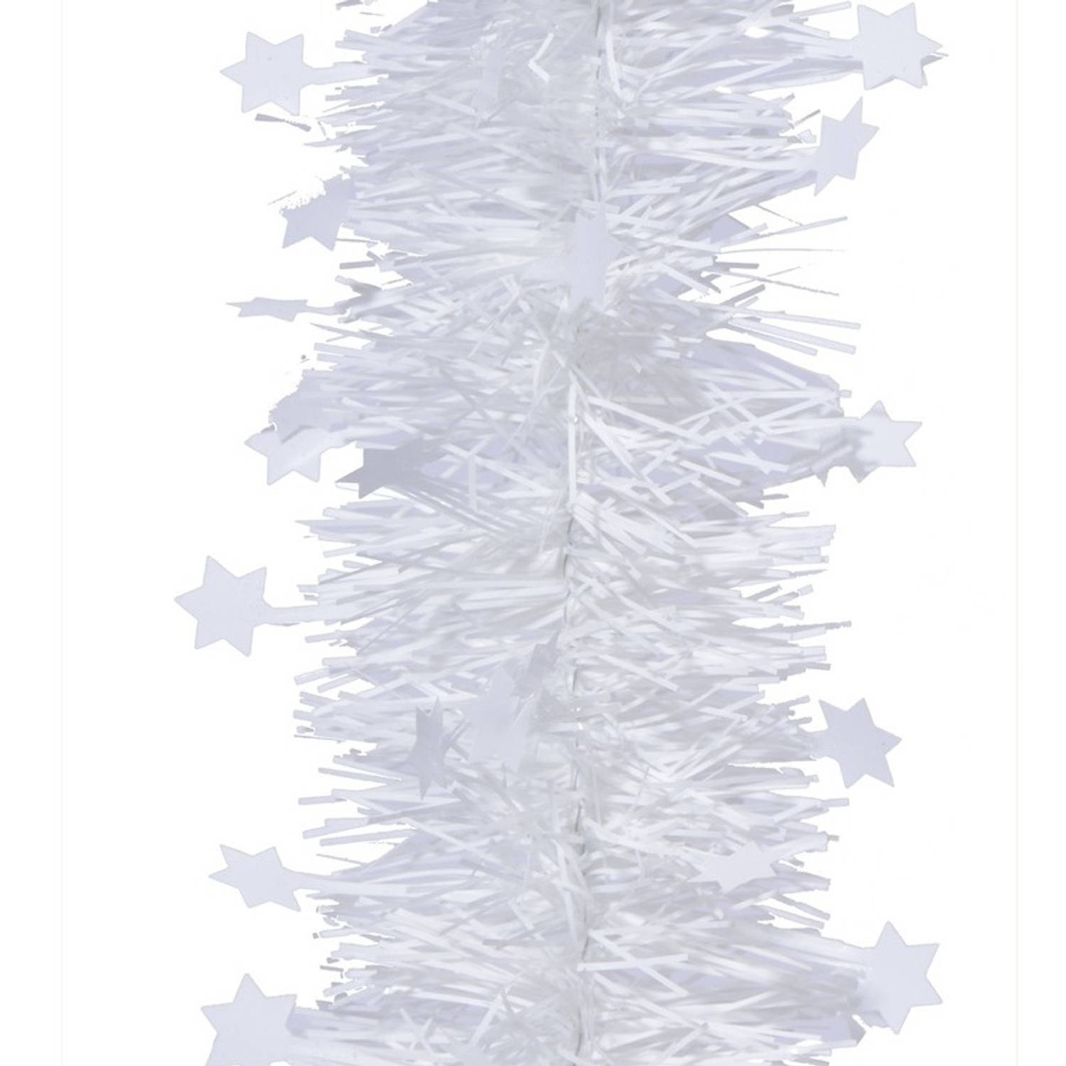 5x Kerstslingers sterren winter wit 10 x 270 cm Guirlande folie lametta Winter witte kerstboom versi