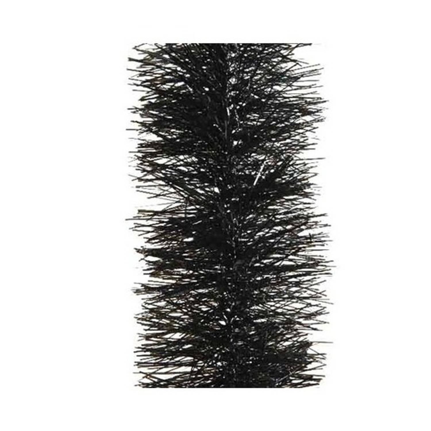 Kerst lametta zwart breed x 270 cm kerstboom versiering/decoratie - Kerstslingers |