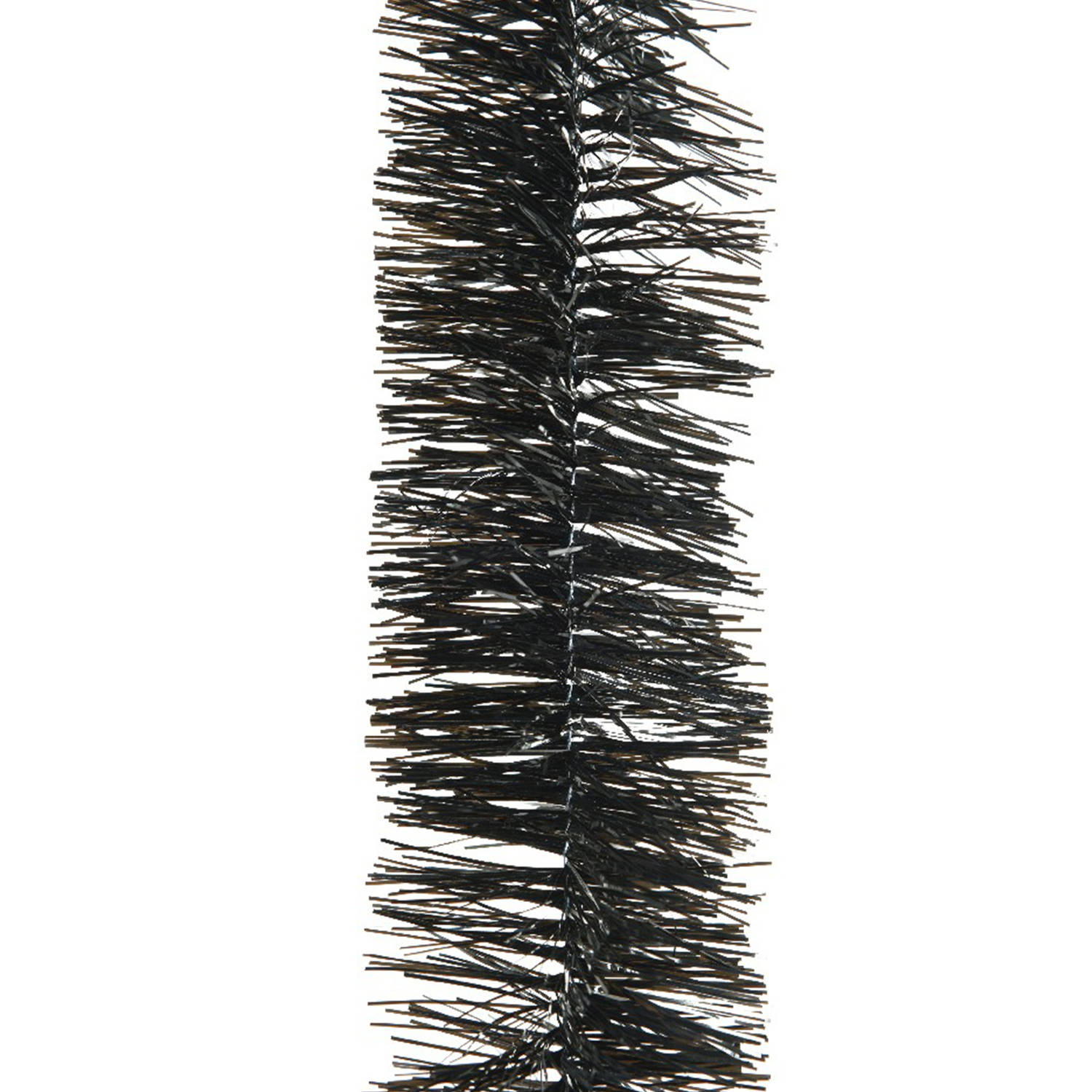 Decoris kerstslinger - zwart - 270 x 7 cm - folie/tinsel - lametta - Kerstslingers
