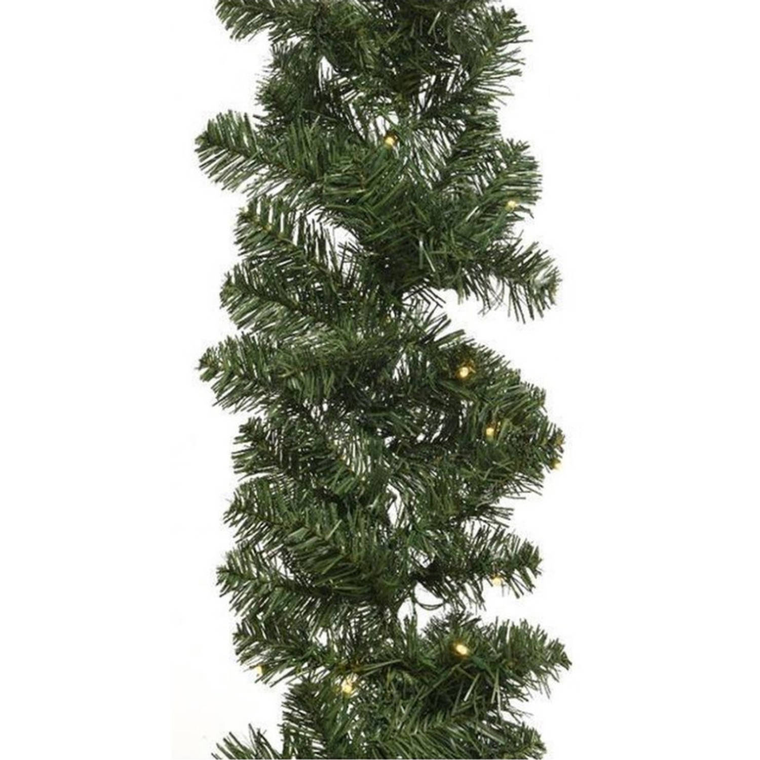 Kerst dennenslinger guirlande groen met verlichting 270 cm - Kerstslingers