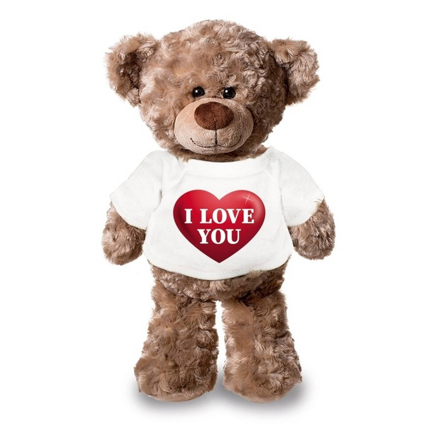 Knuffelbeer met I love you hart t-shirt 43 cm Valentijnsdag cadeau