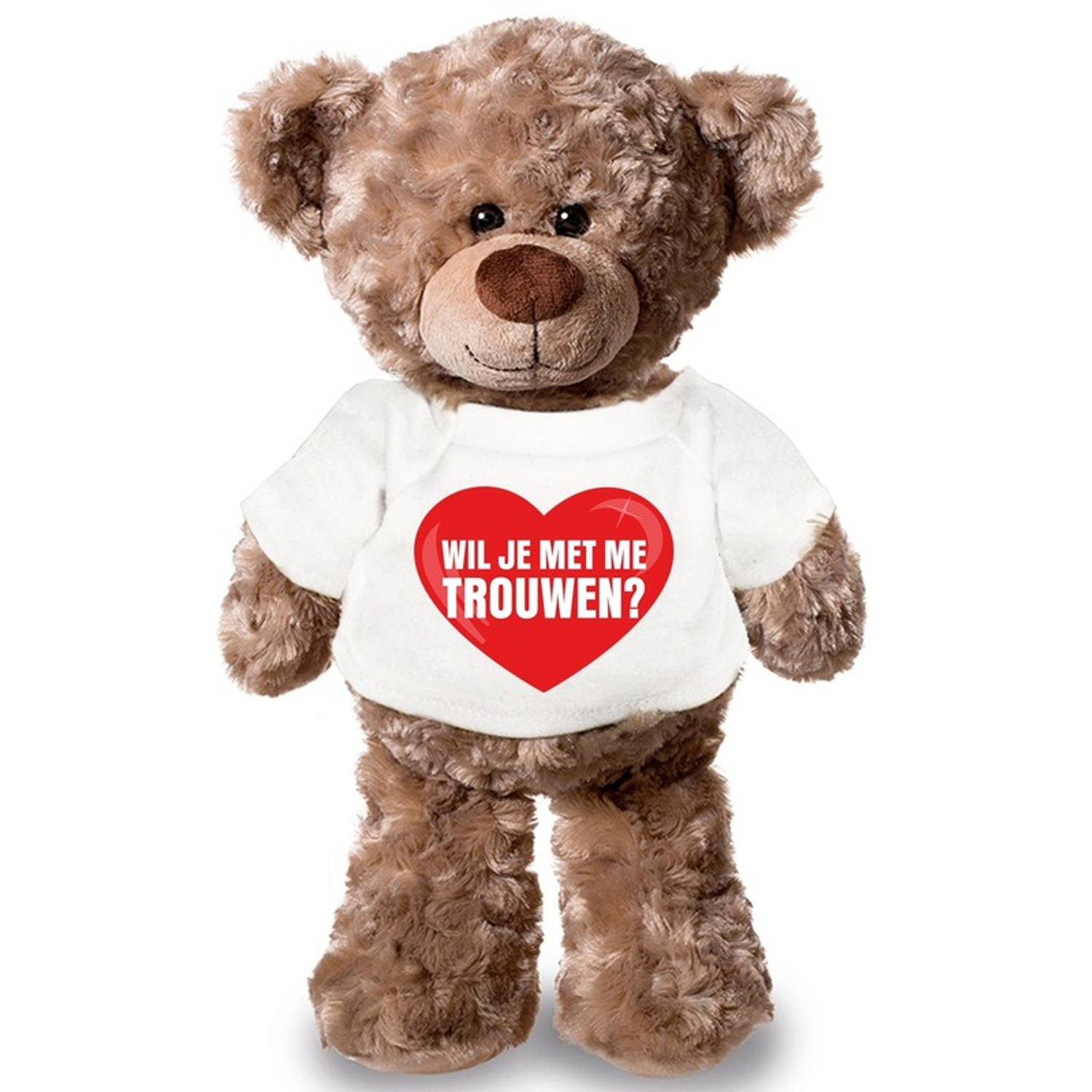 Knuffelbeer met huwelijksaanzoek hart t-shirt 43 cm Wil je met me trouwen