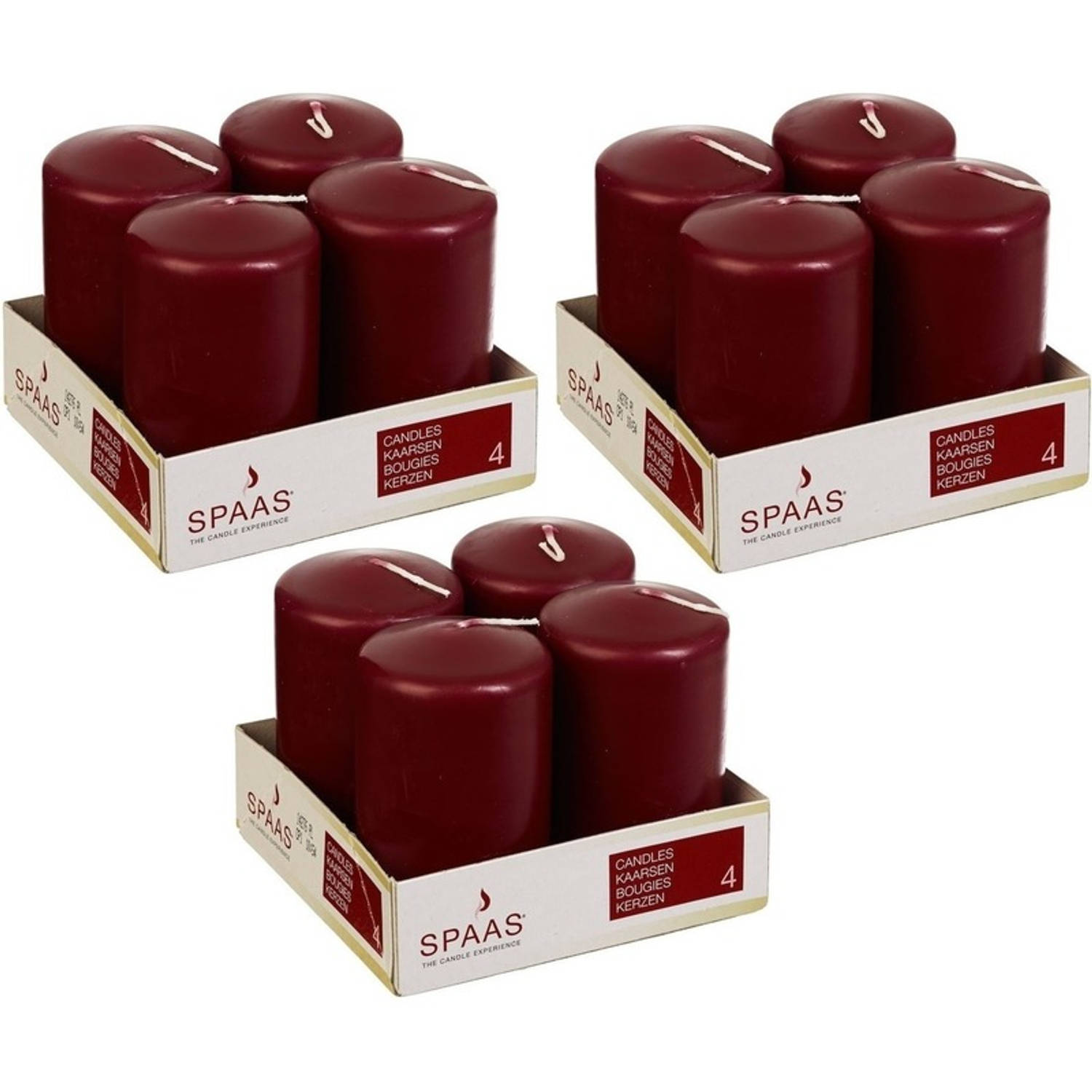 visueel Retentie Eerlijk 12x Bordeaux rode cilinderkaars/stompkaars 5 x 8 cm 12 branduren -  Stompkaarsen | Blokker