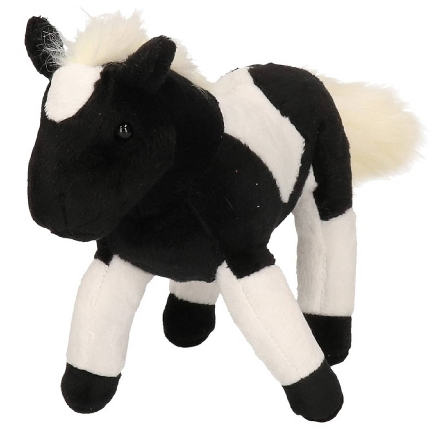 Pluche Zwart-witte Paarden Knuffel Met Witte Manen 26 Cm Paarden Knuffels Speelgoed Voor Kinderen