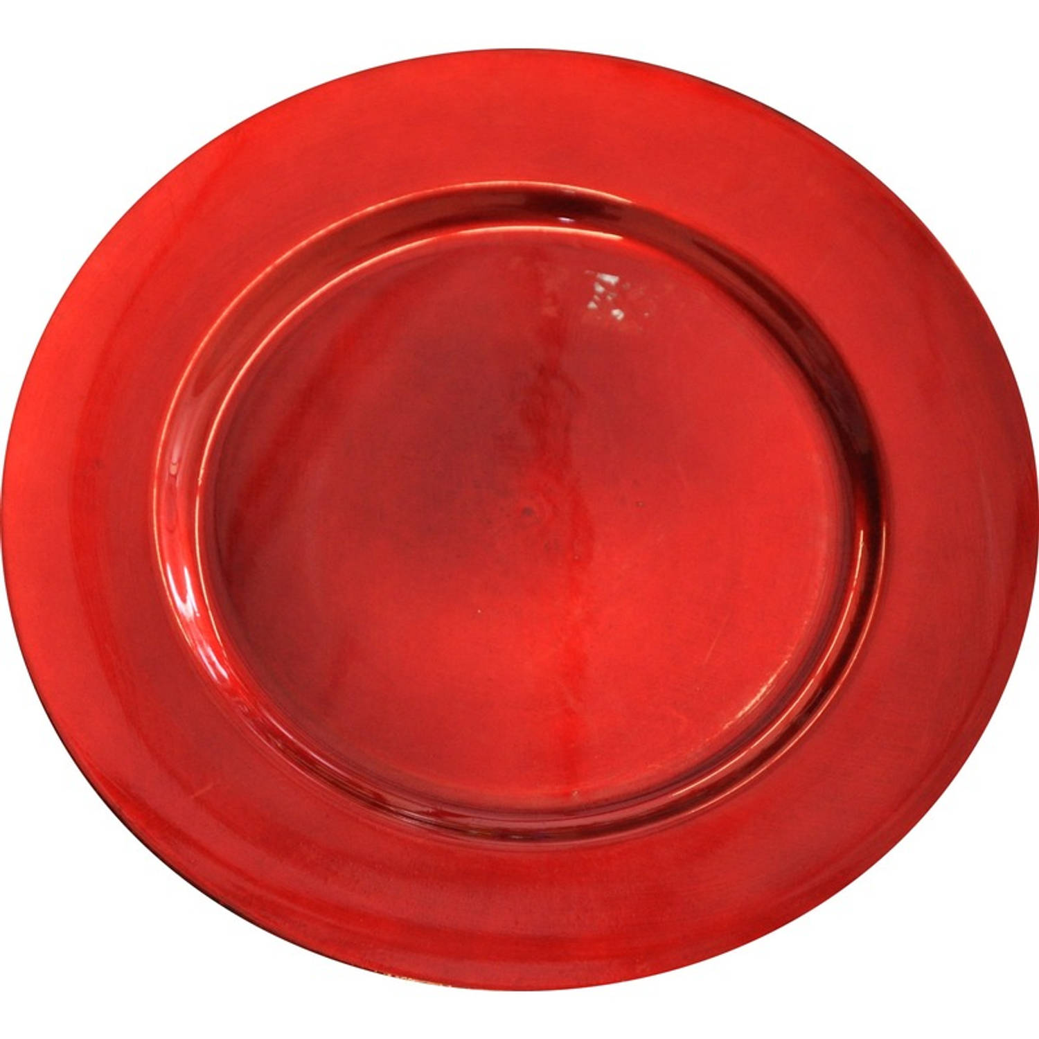 Ronde rode glimmende onderzet bord/kaarsonderzetter 33 cm - Kaarsenplateaus