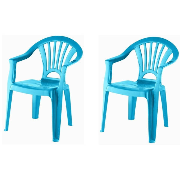 2x Kinderstoelen blauw kunststof 37 x 31 x 51 cm - Kinderstoelen
