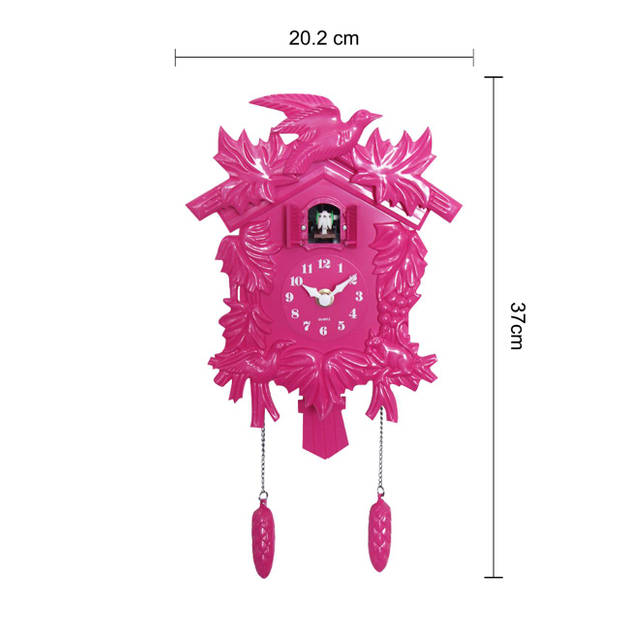 Walplus wandklok Cuckoo met slinger 25 cm PVC roze