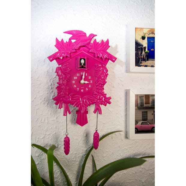 Walplus wandklok Cuckoo met slinger 25 cm PVC roze