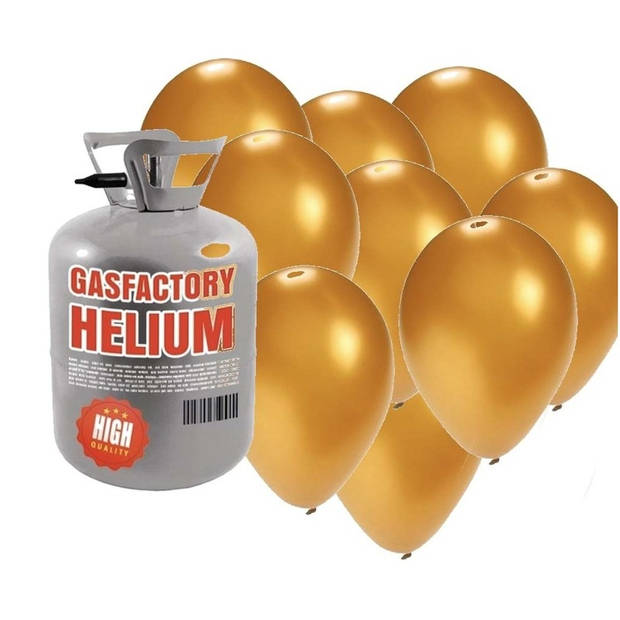 Helium tankje met 50 gouden ballonnen - Heliumtank