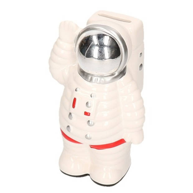 Spaarpot astronaut wit van keramiek 18 cm - Astronauten/ruimte/space spaarpotten - Cadeau idee