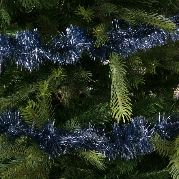 Kerstslinger - donkerblauw - glans - folie/lametta - 270 x 7 cm - Kerstslingers