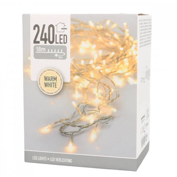 Kerstverlichting transparant 240 warm witte lampjes buiten - Kerstverlichting kerstboom