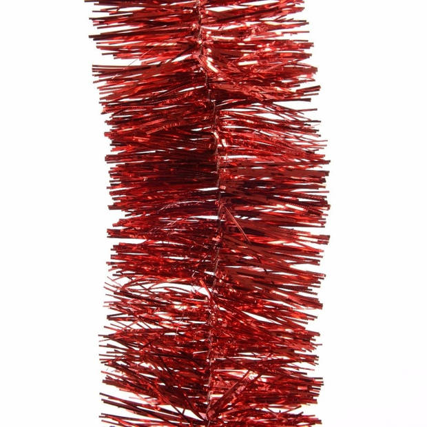 Rode kerstversiering/kerstdecoratie set piek en 2 folie slingers 270 cm - Kerstslingers