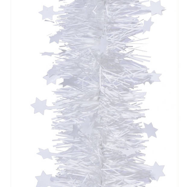 Kerstversiering kunststof kerstballen 6-8-10 cm met sterren slingers pakket winter wit van 28x stuks - Kerstbal