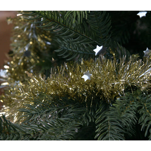 1x Kerst lametta guirlandes goud sterren/glinsterend 270 cm kerstboom versiering/decoratie - Kerstslingers