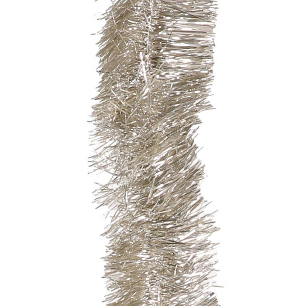 Decoris kerstslinger - licht parel/champagne - 270 x 7 cm - folie/lametta - glans - Kerstslingers