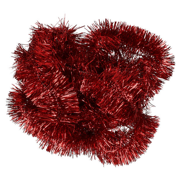 1x Kerst lametta guirlandes kerst rood 270 cm kerstboom versiering/decoratie - Kerstslingers
