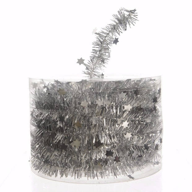 Mystic Christmas kerstboom decoratie sterren slinger zilver 700 cm - Kerstslingers