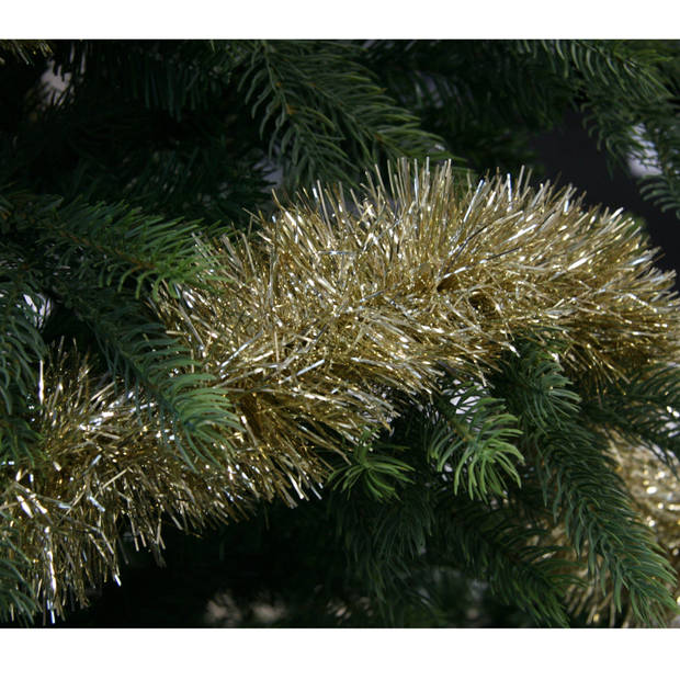 1x Kerst lametta guirlandes goud 10 cm breed x 270 cm kerstboom versiering/decoratie - Kerstslingers