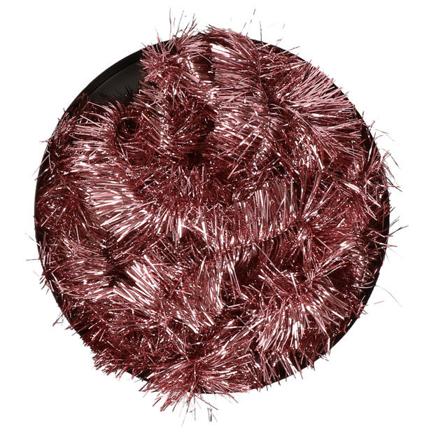 Decoris kerstslinger - oudroze - 270 x 7 cm - lametta - folie slinger - Kerstslingers