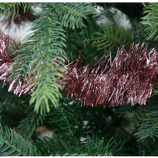 3x Kerst lametta guirlandes oud roze 270 cm kerstboom versiering/decoratie - Kerstslingers