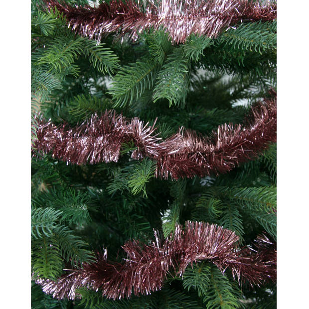 Decoris kerstslinger - oudroze - 270 x 7 cm - lametta - folie slinger - Kerstslingers