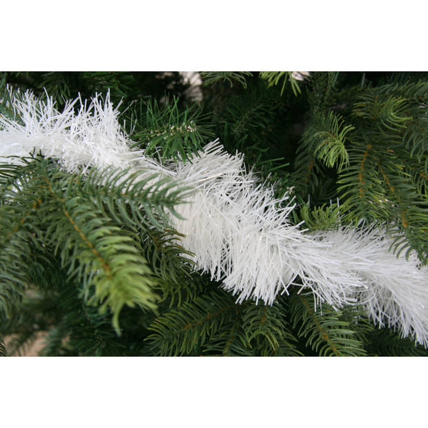 Decoris kerstslinger - wit- 270 x 10 cm - glans - folie/lametta - Kerstslingers