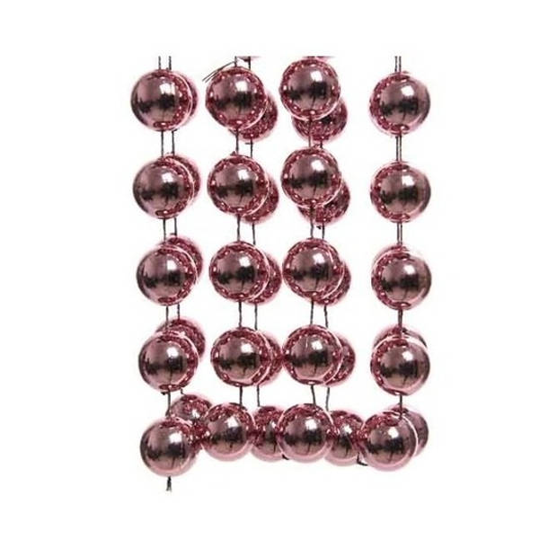 Kerst XXL kralen guirlande oud roze 270 cm kerstboom versiering/decoratie - Kerstslingers